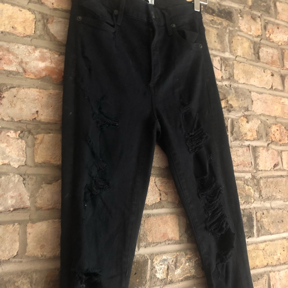 Black high waisted skinny ripped jeans